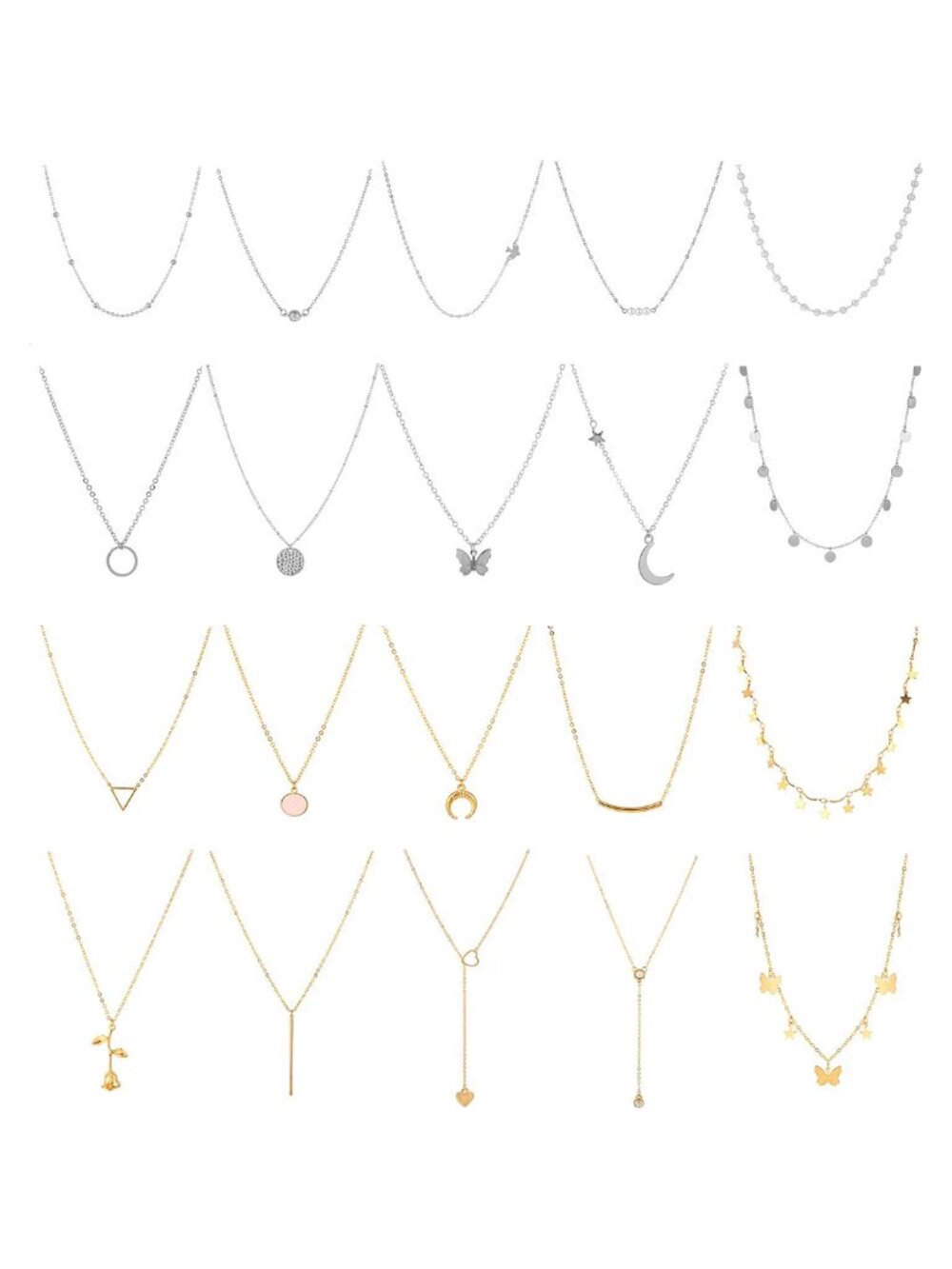 20pc Dainty 14K Gold Plated Choker Necklace Set for Women Layered Jewelry